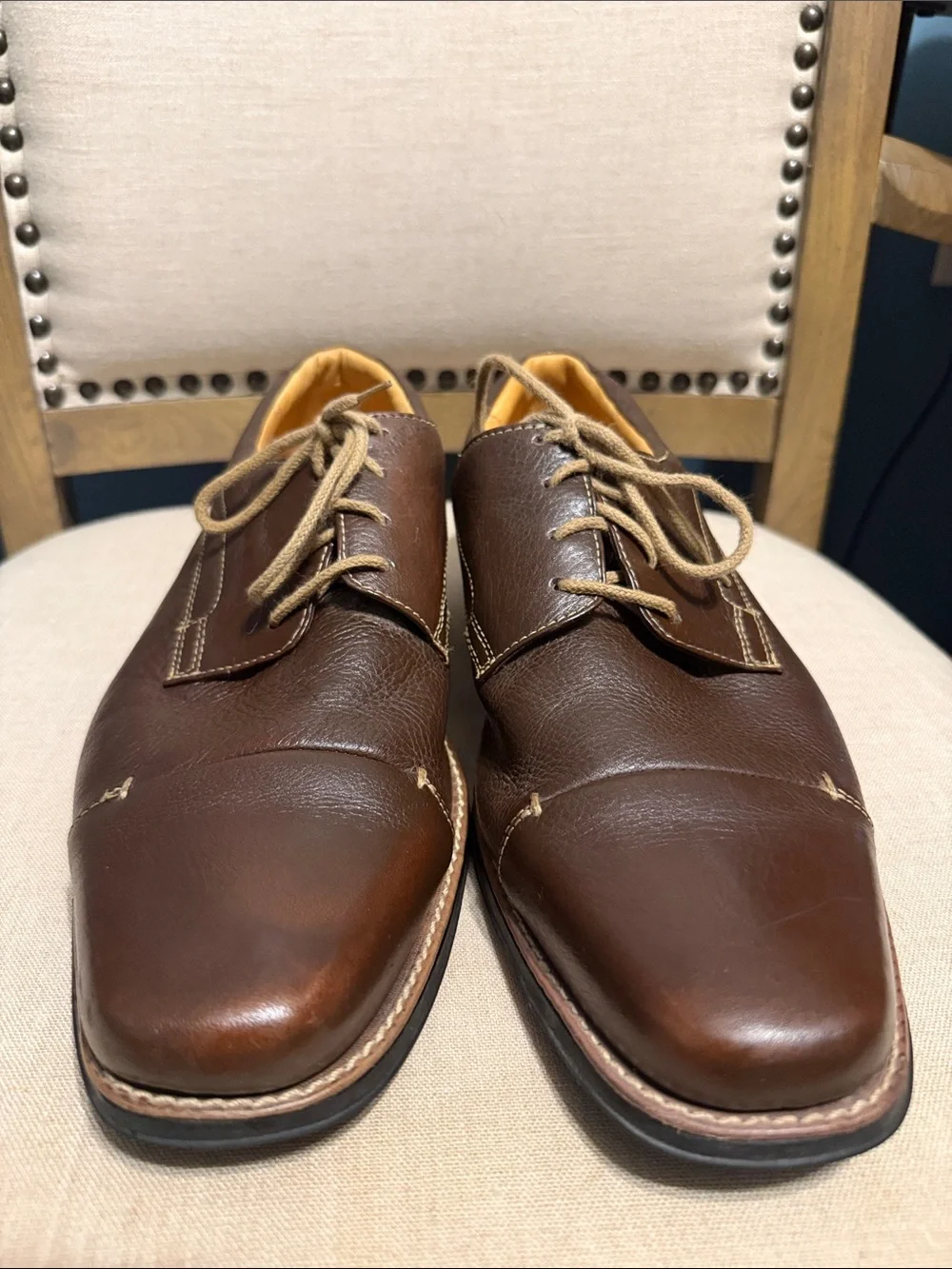 Sandro Moscoloni Men's Dark Brown Leather Derby Dress Shoes Size 12